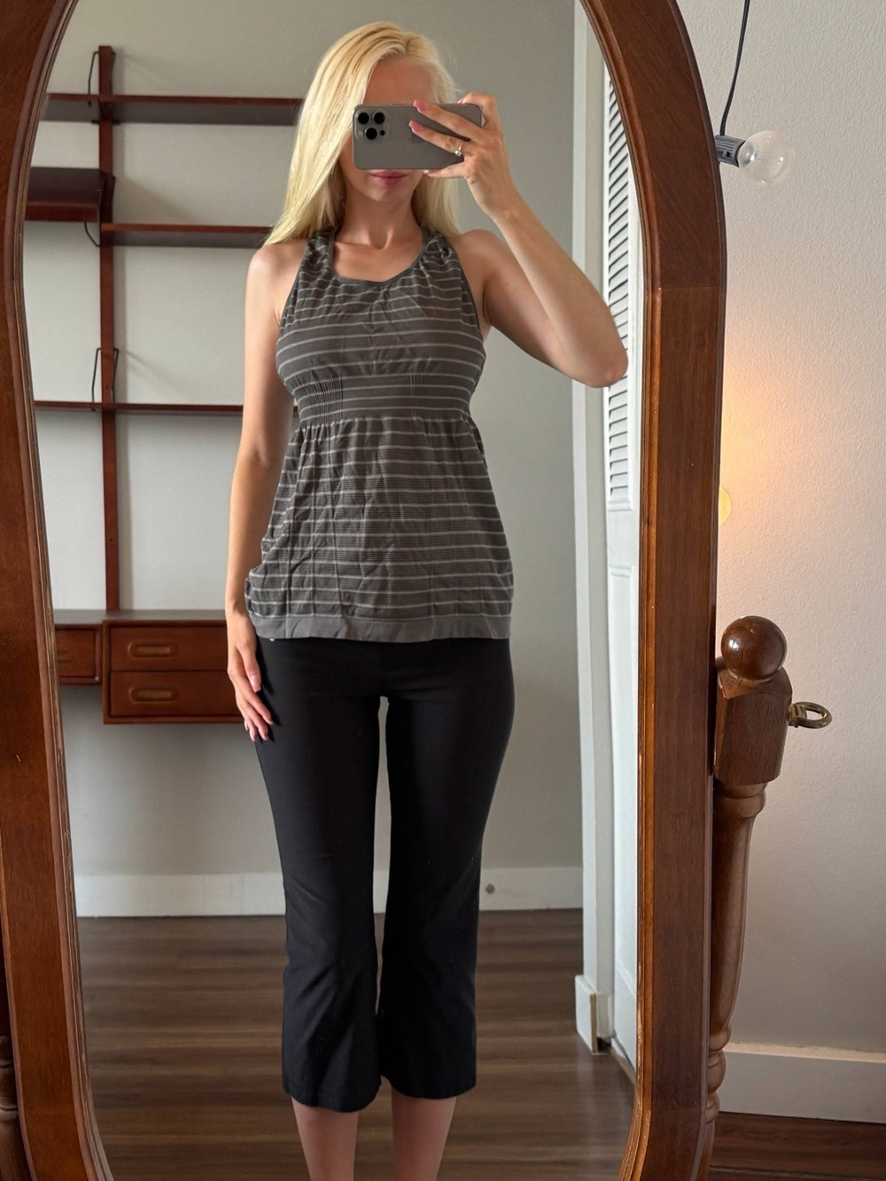 lululemon athletica Gray Striped Racerback Tank